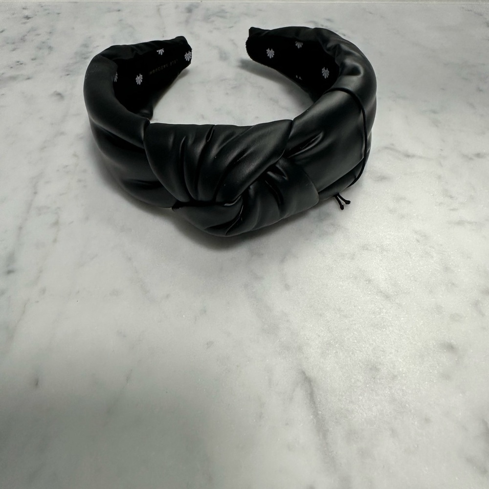 Lele sadoughi black faux leather headband